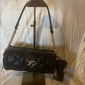 Juicy Couture Black Quilted Handbag with Heart Detail/Coin Purse New With Tags